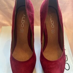 Aldo Women's Rich Dark Red Suede Heels